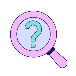Magnifying glass with a question mark icon