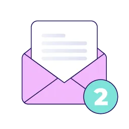 Envelope with a follow-up reminder icon